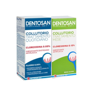 Dentosan Collutorio Bipack con Trattamento Quotidiano Clorexidina 0,05% + Trattamento Mese Clorexidina 0,12%, 200ml x 2 