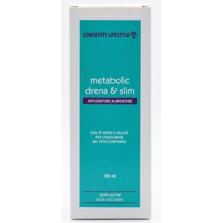 Longevity Metabolic drena Slim 500ml con garcina, tè verde e coleus 