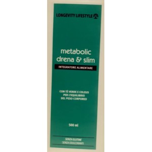 LONGEVITY  METABOLIC DRENA SLIM 500ml con garcina, tè verde e coleus 
