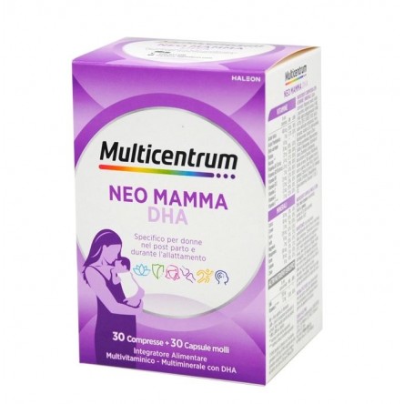 Multicentrum Neo Mamma Dha 30 Compresse + 30 Capsule, Multivitaminico Multiminerale Post Parto