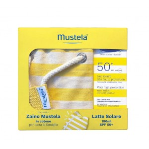 MUSTELA Latte Solare SPF50 100ml + Zaino Mare in cotone