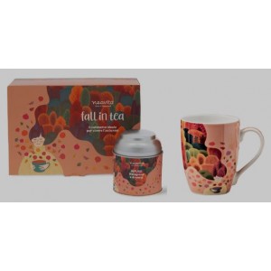 NEAVITA Cofanetto "Fall in Tea", Infusiera in ceramica + Barattolo con infuso Melagrana e Arancia 50g
