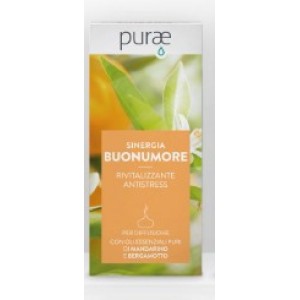 PURAE SINERGIA di  Olii essenziali  BUONUMORE rivitalizzante antistress con mandarino e bergamotto  10ml