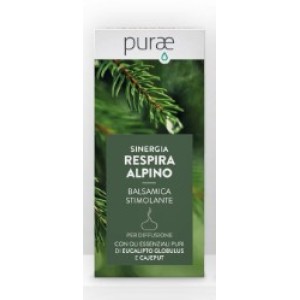 PURAE Sinergia con Oli Essenziali Respira Alpino  balsamica e stimolante con eucalipto e cajeput 10ML