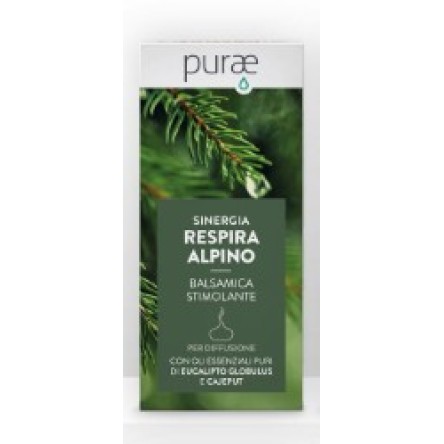 PURAE Sinergia con Oli Essenziali Respira Alpino balsamica e stimolante con eucalipto e cajeput 10ML PURAE Sinergia con Oli Essenziali Respira Alpino balsamica e stimolante con eucalipto e cajeput 10ML