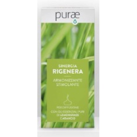Purae Sinergia di  Olii Essenziali RIGENERA  ARMONIZZANTE E STIMOLANTE  con lemongrass e arancio  10 ml