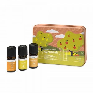 PURAE Cofanetto Giardini Aromaterapici Agrumati con 3 Oli Essenzialie x 5ml, Arancio Dolce, Limone e Mandarino