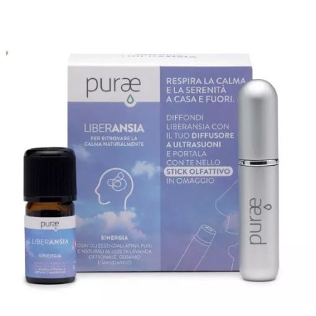 PURAE Sinergia Oli Essenziali Liberansia con lavanda officinale, geranio e mandarino 5ml + stick olfattivo