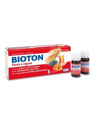 BIOTON Forza e Vigore 14 flaconcini con Ginseng, Mirtillo e Zinco
