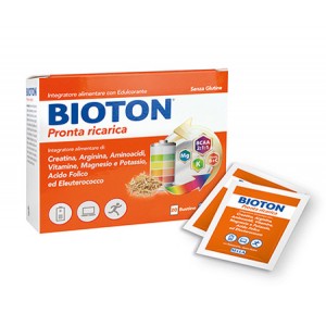 BIOTON Pronta ricarica 20 bustine, con Creatina, Arginina, Aminoacidi, Sali minerali, Vitamine, Acido folico ed eleuterococco