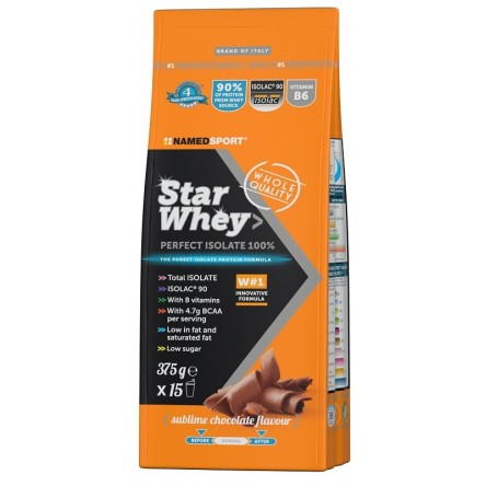 named STAR WHEY ISOLATE cioccolato pacco da 375G