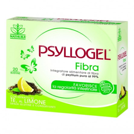 Psyllogel Fibra con estratto di Tè al Limone 20 bustine, favorisce la regolarità intestinale