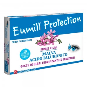 EUMILL Protection Gocce Oculari con Malva e Acido Ialuronico 10 flaconcini x 0,5ml lubrificanti ed idratanti