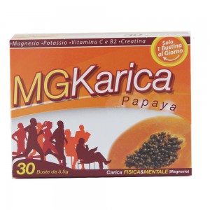 MG Karica Papaya 30 bustine x 5,5g con Magnesio, Potassio, Vitamina C e B2, Creatina