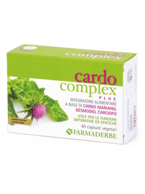Farmaderbe CARDO COMPLEX PLUS 40 capsule, antiossidante depurativo con Cardo Mariano, senza glutine