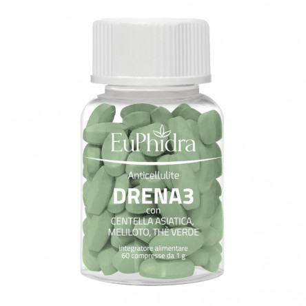 EUPHIDRA trattamento completo  Anticellulite 60 compresse, per il ristagno liquidi, con centella, meliloto e te verde