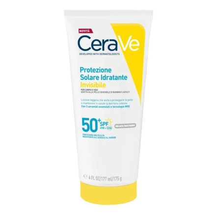 CeraVe Protezione Solare Idratante Invisibile SPF50 da 177 ml per viso e corpo 