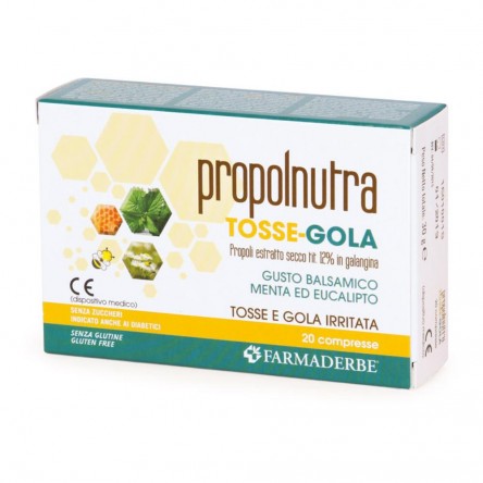 FARMADERBE Propolnutra Tosse-Gola 20 compresse al gusto balsamico menta ed eucalipto