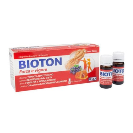 BIOTON Forza e Vigore 14 flaconcini con Ginseng, Mirtillo e Zinco