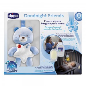 Chicco Goodnight Friends - Baby Monitor con Peluche Luminoso Azzurro