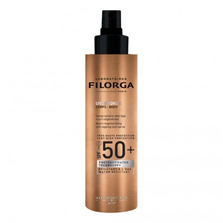FILORGA UV Bronze Corpo spf50 150ml, Spray solare Anti-età e Nutri-rigenerante