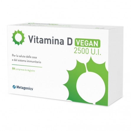 Metagenics VITAMINA D VEGAN 2500 UI 84 compresse masticabili vegane, per la salute delle ossa e sistema immunitario