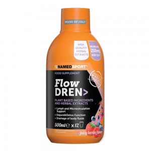 Named Sport Flow Dren gusto frutti rossi 500ml, per il drenaggio dei fluidi e funzione detox 