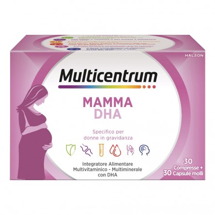 Multicentrum Mamma Dha 30 Compresse + 30 Capsule, Multivitaminico Multiminerale per donne in gravidanza