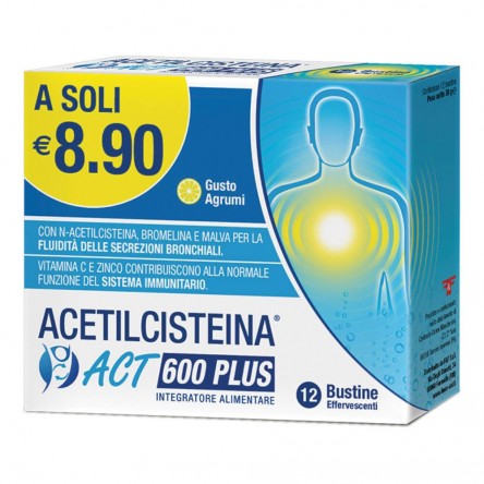 ACETILCISTEINA ACT 600 PLUS 12BU