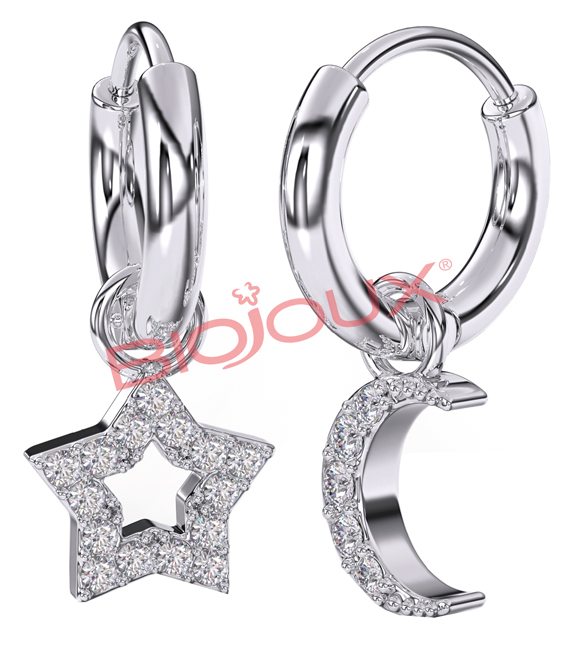 BJT228 ORECCHINO STAR&MOON HEA